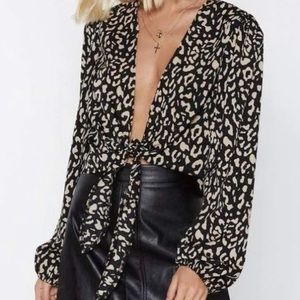 Black printed crop top